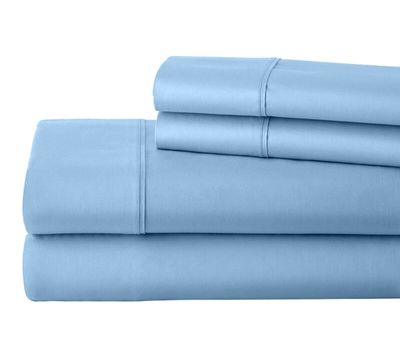 1000 Thread Count 100% Egyptain Cotton King, Light Blue [4 PC] Sheets Set, 1000-TC Long-Staple Egypt Cotton Bedsheet, Breathable, Soft & Silky Sateen Weave, Fits Upto 10'' Deep Pockets Mattress