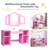 AKUSTIK Kids Vanity, 2 in 1 Pink Wooden Dressing Table for Toddlers with Tri-Folding Detachable Mirror, Storage Shelves, Pretend Princess Beauty Make Up Play Set for Little Girls view 3
