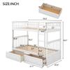 Bedroom Bunk Bed Frame, Yoglad 43" Wooden 2 Layer Bed Frame with Guardrails, Built-in Ladder, Safety Fence, Reinforced Slat Support, No Box Spring Needed (Twin with Drawers, White) view 2