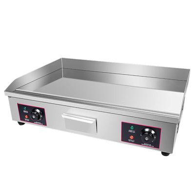 4400W Commercial Flat Top Electric Griddle/Stainless Steel Countertop Bakeware/Non-Stick Teppanyaki Griddle with Dual Temperature Control Button (122F-572F)