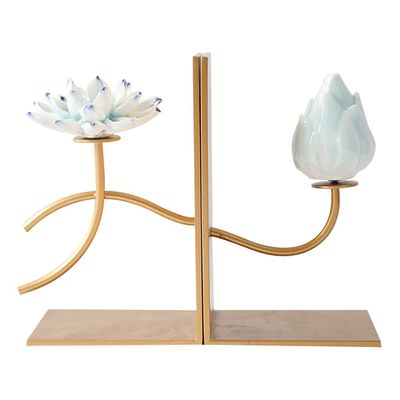 YKHB Bookends Bookends Chinese Book Ends Creative Metal Ceramic Book Stopper Suitable for Office Home Bedroom Decoration Best Gifts Friends Creative Unique Bookshelf (Color : A)