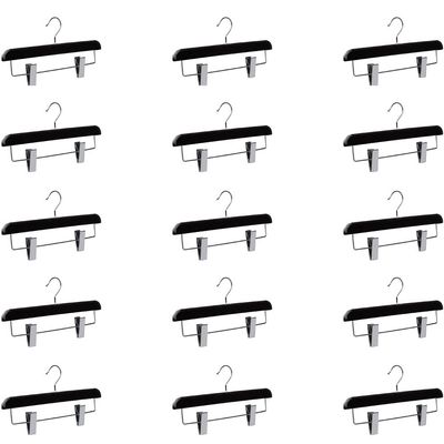 Abs Plastic Trouser Skirt Hangers, Perfect for Skirts, Pants, Slacks, Jeans, and More Set of 15 - Black