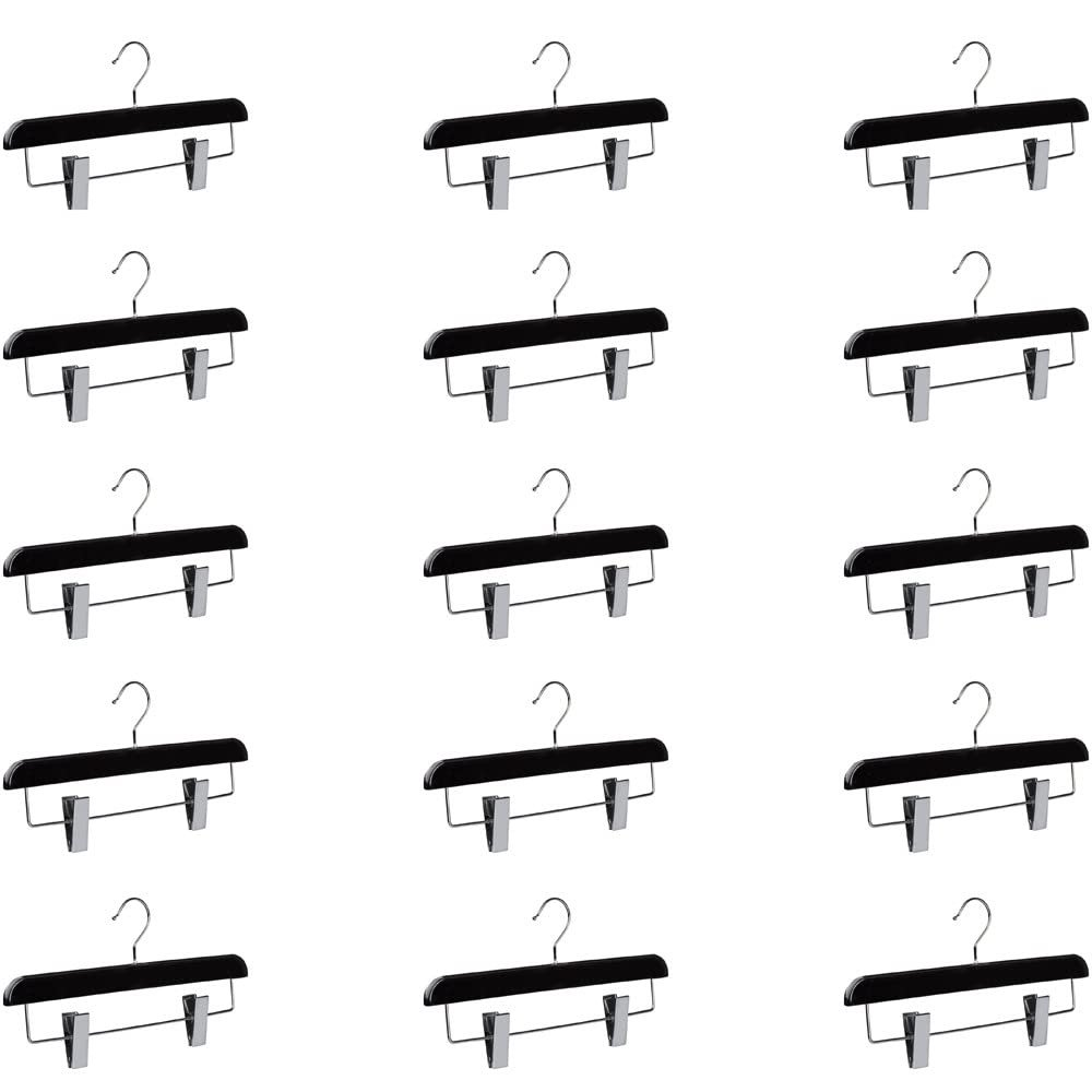 Abs Plastic Trouser Skirt Hangers, Perfect for Skirts, Pants, Slacks, Jeans, and More Set of 15 - Black