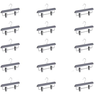 Abs Plastic Trouser Skirt Hangers, Perfect for Skirts, Pants, Slacks, Jeans, and More Set of 15 - Grey