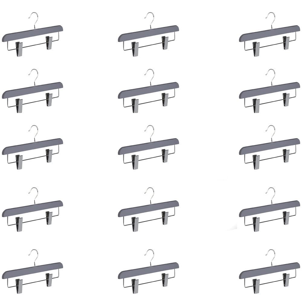 Abs Plastic Trouser Skirt Hangers, Perfect for Skirts, Pants, Slacks, Jeans, and More Set of 15 - Grey