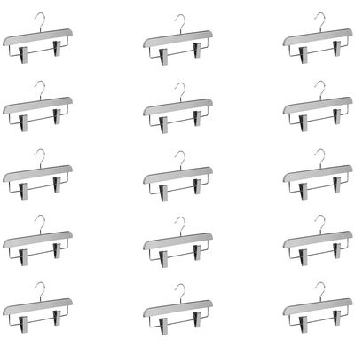 Abs Plastic Trouser Skirt Hangers, Perfect for Skirts, Pants, Slacks, Jeans, and More Set of 15 - Silver