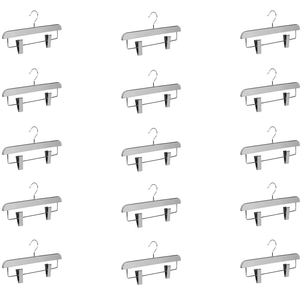 Abs Plastic Trouser Skirt Hangers, Perfect for Skirts, Pants, Slacks, Jeans, and More Set of 15 - Silver