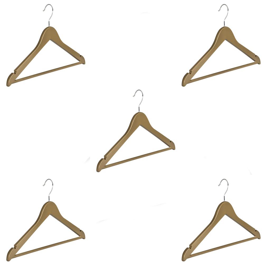 Abs Plastic Clothes/Suit Hangers, Perfect for Dresses, Blouses and Pants, Shirts, Ties, Scarves and Sweaters, Coat Set of 5 - Gold