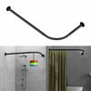 Tanxih Adjustable Corner Shower Curtain Rod L Shaped Black Stretchable 304 Stainless 27"- 39"X47"- 65" Drill Free Install for Corner Bathtub with Free Hooks view 1