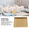 Gold Stainless Steel Serving Tray - 8x8 InchRectangular Storage Organizer for Tea, Coffee, Cosmetics, Jewelry, Use in Vanity, Kitchen, Bathroom, Hotel Decor view 4