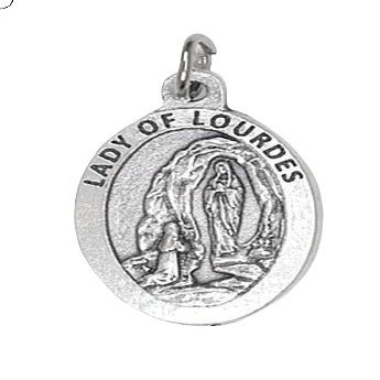 Religious & Catholic Loose Silver Tone 1" Medals, Sacramentals, Charms (Pack of 50pc). St. Mary Our Lady of Lourdes