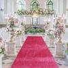 FUHSY Hot Pink Wedding Ceremony Aisle Runner 3FTx15FT Aisle Rug Wedding Floor Runner Fuchsia Runway Carpet with Tape Party Accessories Bridal Shower Walkway Runner Aisle Runner for Prom Birthday Event view 2