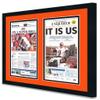 11x21 Newspaper Frame - Black Frame With Orange and Black Acid Free Double Matting Made to Display TWO Entire Newspapers - 11 x 21 Solid Wood Picture Frame Size - UV Acrylic - fits the Cincinnati view 2