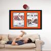 11x21 Newspaper Frame - Black Frame With Orange and Black Acid Free Double Matting Made to Display TWO Entire Newspapers - 11 x 21 Solid Wood Picture Frame Size - UV Acrylic - fits the Cincinnati view 3