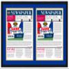 11x22.5 Newspaper Frame- Black Frame With Blue and Gold Acid Free Double Matting Made to Display TWO Entire Newspapers - 11x22.5 Solid Wood Picture Frame Size-UV Acrylic-fits the LA Times or Art view 1