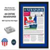 11x22.5 Newspaper Frame- Black Frame With Blue and Gold Acid Free Double Matting Made to Display TWO Entire Newspapers - 11x22.5 Solid Wood Picture Frame Size-UV Acrylic-fits the LA Times or Art view 4
