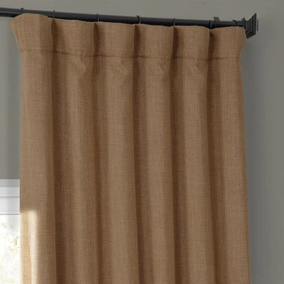 1 Panel Blackout Curtain 50 inches Wide x 120 inches Long Faux Linen Light Brown Shade Room Darkening Butterscotch 100% Polyester Material Solid Pattern | 108 Inches Length Durable Casual Black Rod