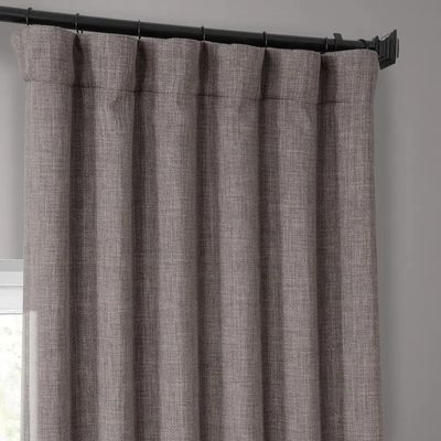 HNU 1 Panel Blackout Curtain 50 inches Wide x 108 inches Long Faux Linen Grey Shade Room Darkening Mink 100% Polyester Material Solid Pattern | 108 Inches Length Durable Casual Style Black Rod Pocket