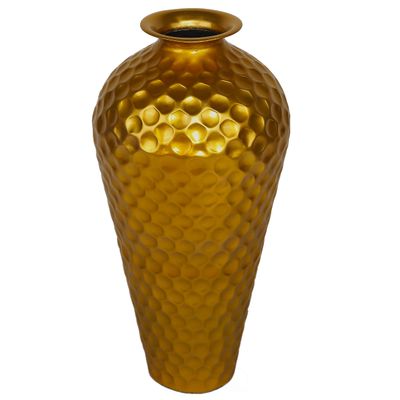 Decorative Modern Gold Metal Hammered Floor Vase - Elegant 25-Inch-Tall Bottle Shape for Entryway, Living Room, or Dining Room Perfect for Home Decor, Interior Design, Flower Arrangement Display