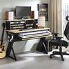 Acme Furniture Rectangular Music Desk Table with Earphone Rack, Natural and Black view 2