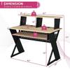 Acme Furniture Rectangular Music Desk Table with Earphone Rack, Natural and Black view 3