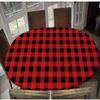 Atury Black Red Checkered Plaid Fitted Tablecloth Oval 48" X 68" Elastic Edge Table Cover, Windproof and Wrinkle-Proof Table Cloths Indoor Restaurant Outdoor Terrace Dining Table Decoration view 2
