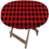 Atury Black Red Checkered Plaid Fitted Tablecloth Oval 48" X 68" Elastic Edge Table Cover, Windproof and Wrinkle-Proof Table Cloths Indoor Restaurant Outdoor Terrace Dining Table Decoration view 4