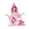 Athaelay Soft Swim Cover-ups for Age 3 to 8 Years Kids Big Girls' Pink Unicorn Hooded Bath Beach Poncho Towel view 4