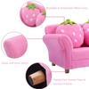 ARLIME Kids Sofa, Upholstered Toddler Couch Chair with Ergonomic Back & 2 Strawberry Pillows, Double Seat Toddler Armchair for Boys Girls view 4