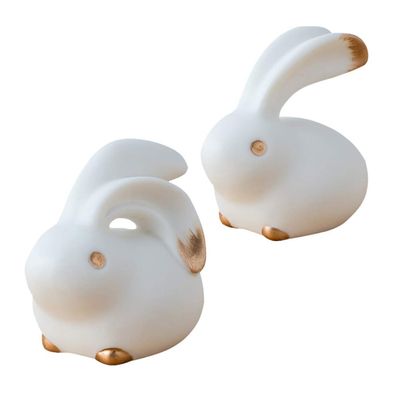 FAVOMOTO 2pcs Figurine Adornment for Home Decor Cute Bunny Craft for Desktop Decoration for Bunny and Boys and Girls