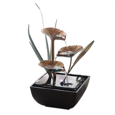 Desktop Fountain Waterfall Desktop Fountain Office Desk Lucky Decor Fountain Interior Lotus Waterfall Fountains Living Room Resin Craft Decoration Tabletop Fountain Zen Meditation Waterfall