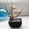Desktop Fountain Waterfall Desktop Fountain Office Desk Lucky Decor Fountain Interior Lotus Waterfall Fountains Living Room Resin Craft Decoration Tabletop Fountain Zen Meditation Waterfall view 4