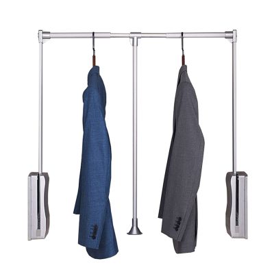 49 to 122 cm Adjustable Side Mounted Pull Down Closet Rod, Large Extendable Cloth Hanger Soft Return Storage System with Telescoping Handle and Mounting Hardware (Size : 490-520mm)