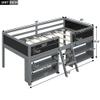 Polibi Twin Size Low Loft Bed with Movable Shelves & Ladder, Solid Wood Bed with Decorative Guardrail Chalkboard Grey view 2