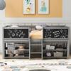 Polibi Twin Size Low Loft Bed with Movable Shelves & Ladder, Solid Wood Bed with Decorative Guardrail Chalkboard Grey view 3