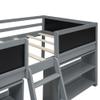 Polibi Twin Size Low Loft Bed with Movable Shelves & Ladder, Solid Wood Bed with Decorative Guardrail Chalkboard Grey view 4