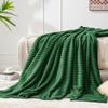 BEDELITE Fleece Blanket Twin Size  3D Ribbed Jacquard Soft and Warm Decorative Fuzzy Blankets  Cozy, Fluffy, Plush Lightweight Throw Blankets for Couch, Bed, Sofa(Green, 60x80 inches) view 1