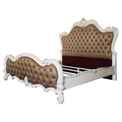 Acme Versailles II California King Bed in Vintage Gray Polyurethane and White
