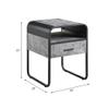 Acme Furniture Square End Table with Drawer, Concrete Gray and Black view 3