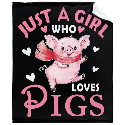 Jojizaio Just Girl Loves Pigs Blanket Soft Blankets and Throws Flannel Cozy Lightweight Quilt Gift Perfect for Bed Sofa Couch-120 x90 Extra Large for Family