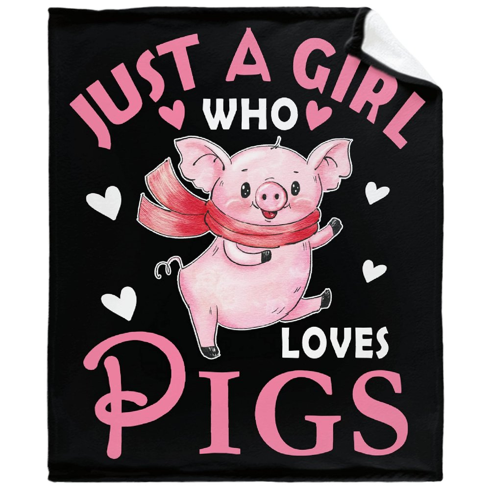 Jojizaio Just Girl Loves Pigs Blanket Soft Blankets and Throws Flannel Cozy Lightweight Quilt Gift Perfect for Bed Sofa Couch-120 x90 Extra Large for Family
