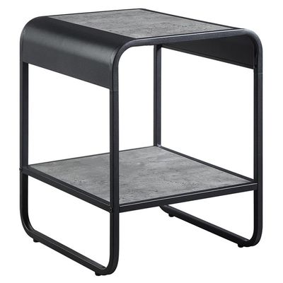 Acme Raziela Wooden End Table with Shelf in Concrete Gray and Black