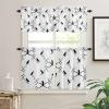 3 Pieces Kitchen Curtains & Valances Set, Halloween Crow Branches, Short Curtain Rod Pocket Window Curtain, Black White, Window Treatment Tiers Valances (Single Panel 54"x18",2 Tiers 27.5"x24") view 2
