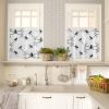 3 Pieces Kitchen Curtains & Valances Set, Halloween Crow Branches, Short Curtain Rod Pocket Window Curtain, Black White, Window Treatment Tiers Valances (Single Panel 54"x18",2 Tiers 27.5"x24") view 4