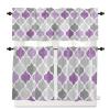 3 Pieces Kitchen Curtains&Valances Set,Ombre Lavender Grey Texture,Short Curtain Rod Pocket Window Curtain,Geometric Moroccan,Window Treatment Tiers Valances (Single Panel 54"x18",2 Tiers 27.5"x36") view 1