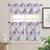 3 Pieces Kitchen Curtains&Valances Set,Ombre Lavender Grey Texture,Short Curtain Rod Pocket Window Curtain,Geometric Moroccan,Window Treatment Tiers Valances (Single Panel 54"x18",2 Tiers 27.5"x36") view 2