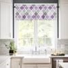 3 Pieces Kitchen Curtains&Valances Set,Ombre Lavender Grey Texture,Short Curtain Rod Pocket Window Curtain,Geometric Moroccan,Window Treatment Tiers Valances (Single Panel 54"x18",2 Tiers 27.5"x36") view 3