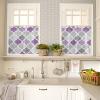 3 Pieces Kitchen Curtains&Valances Set,Ombre Lavender Grey Texture,Short Curtain Rod Pocket Window Curtain,Geometric Moroccan,Window Treatment Tiers Valances (Single Panel 54"x18",2 Tiers 27.5"x36") view 4