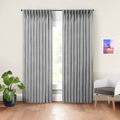 Mamu Thread Collection Triple Pinch Pleated Blackout Curtains Thermal Insulated Window Panels for Living Roomi,Office, Polyester Blend (Dark Grey, 60 Inch Wide by 228 Inch Long- 1 Panel)