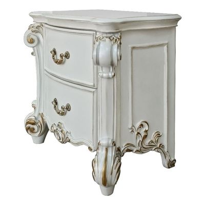 Acme Furniture Wood Nightstand with 2 Drawers, Antique Pearl